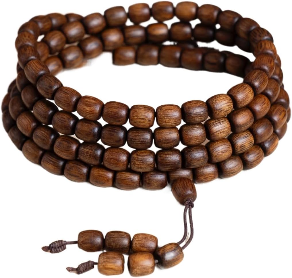 Fusen Red Clay Agarwood Prayer Beads 7×7mm*108 Beads, Sinking Grade