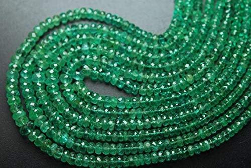 2 x 14 Inches, African Zambian Emerald Faceted Rondelles, Size 4-3mm, Limited Quantity for Low Rate Code-HIGH-3314