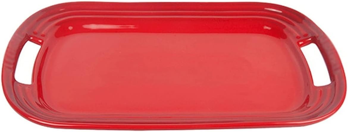 Tray Tray Serving Tray with Handle Non-Slip Multifunctional Porcelain Tray for Restaurant Party Coffee Table 11.8 Inches Serving Trays (Color : Red)