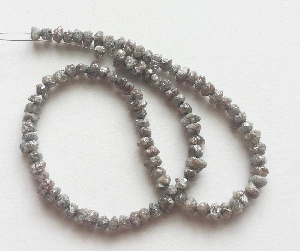 4.5-6mm Gray Rough Diamonds, 1mm Hole Size Natural Gray Raw Diamond Beads, Uncut Diamond Beads For Jewelry (2Pcs To 10pcs) - DS4125, 4.5-6.5 MM