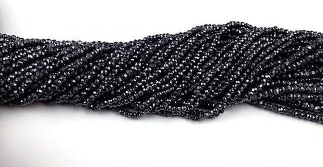 Black Spinel Silver Coated Rondelle – Beads Measure 3-4mm 13 inch Long lot of 10 Strands CHIK-STRD-96411