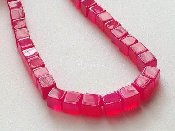 1 Strand Natural Chalcedony Stone - Chalcedony Plain Box Cube - Plain Box Shape - 6-7mm - 16 Inches