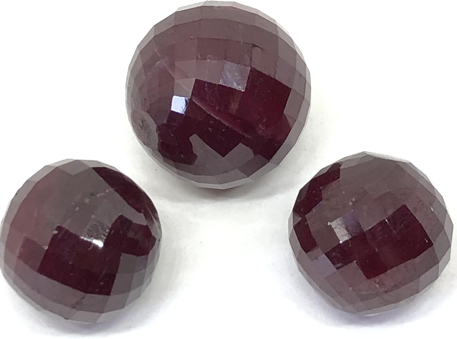 245.48 Ct Ruby Round Shape Sphere Balls Size 18 to 20 mm Cut Faceted Beads 3 Piece Layout Set Loose Gemstone for Making Jewelry