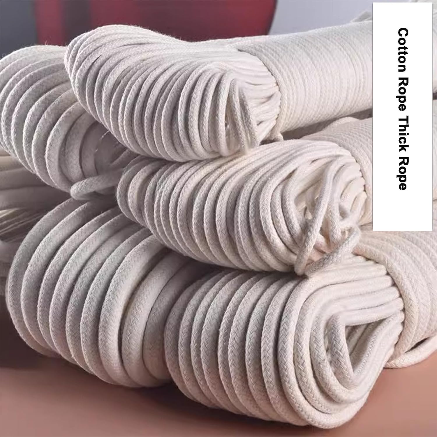 Cotton String Ball, Elastic cord, thread beading string,Macrame Rope Beige 100 m,Macrame Cord Cotton Core Twisted Thick Cotton Rope,Multi-Purpose Decking Rope for Macrame Art,Flagpole Rope,Clothesline