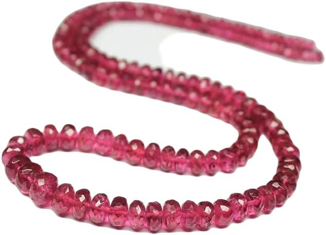 13 inch Strand of Natural gem Pink Rubelite Tourmaline, 3-6mm Rondelle Faceted Beads for DIY Jewelry Making. | Beads_06369