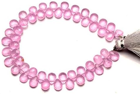 GEMZ 13 inch Strand of Natural morganite Quartz pear Shape Faceted Cut Pink Color briollete Beads for DIY Jewelry Making- Earring Necklace Bracelet.