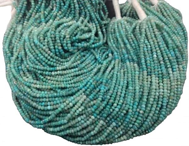 14 Inches Chrysocolla Micro Faceted rondelle Beads 3-4 mm lot of 10 Strands CHIK-STRD-95803
