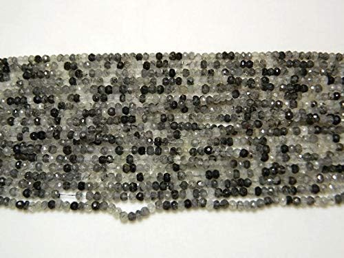 50 Strands Wholesale Black Rutilated Quartz Rondelles, Faceted Rondelle Beads, Approx 4mm Beads, 14 Inch Strand