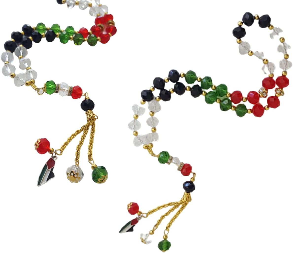 Palestine Flag Beads[ 96 Pack] Palestine MAP Large Glass Tasbeeh-Misbaha-Rosary-Jerusalem-Al Aqsa-Dome Of Rock-QUDS Islamic Favor Quran Muslim Gifts Ramadan Decor Eid Decor Wholesale Islamic Gifts 123