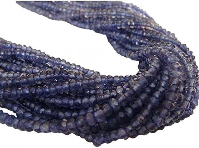 Iolite Rondelles, Micro Faceted Gemstone Beads, 3mm Beads, 14 Inch lot of 25 Strands CHIK-STRD-98385