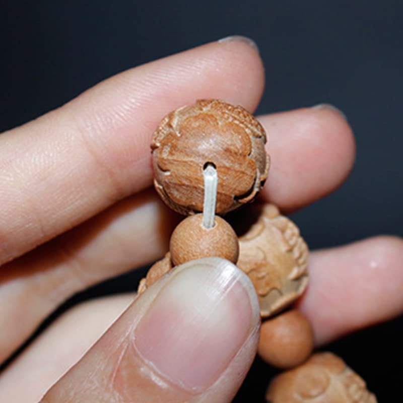 Mascot Wooden Crafts Wood Carving Art Wood Decoration Artwork 东加老山檀香雕刻珠富贵有余（鱼）手串2.0 1.8 1.5(富贵有余（鱼）2.0MM)