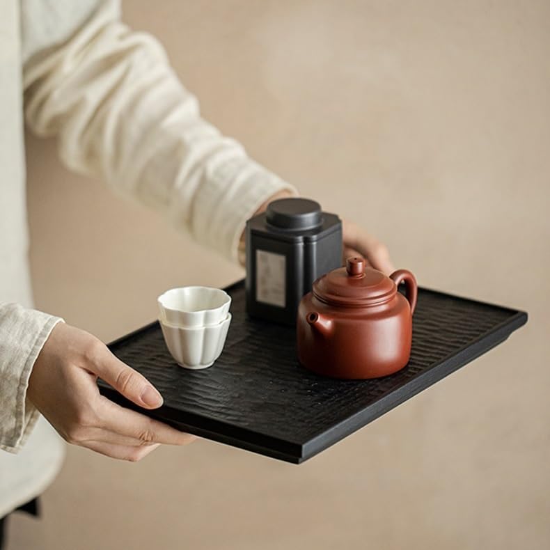 Tray Decor White Wax Charcoal Teapot Tray Rectangular Dry Tea Table Small Tea Tray Wabi-sabi Style Log Home Tray Food Tray