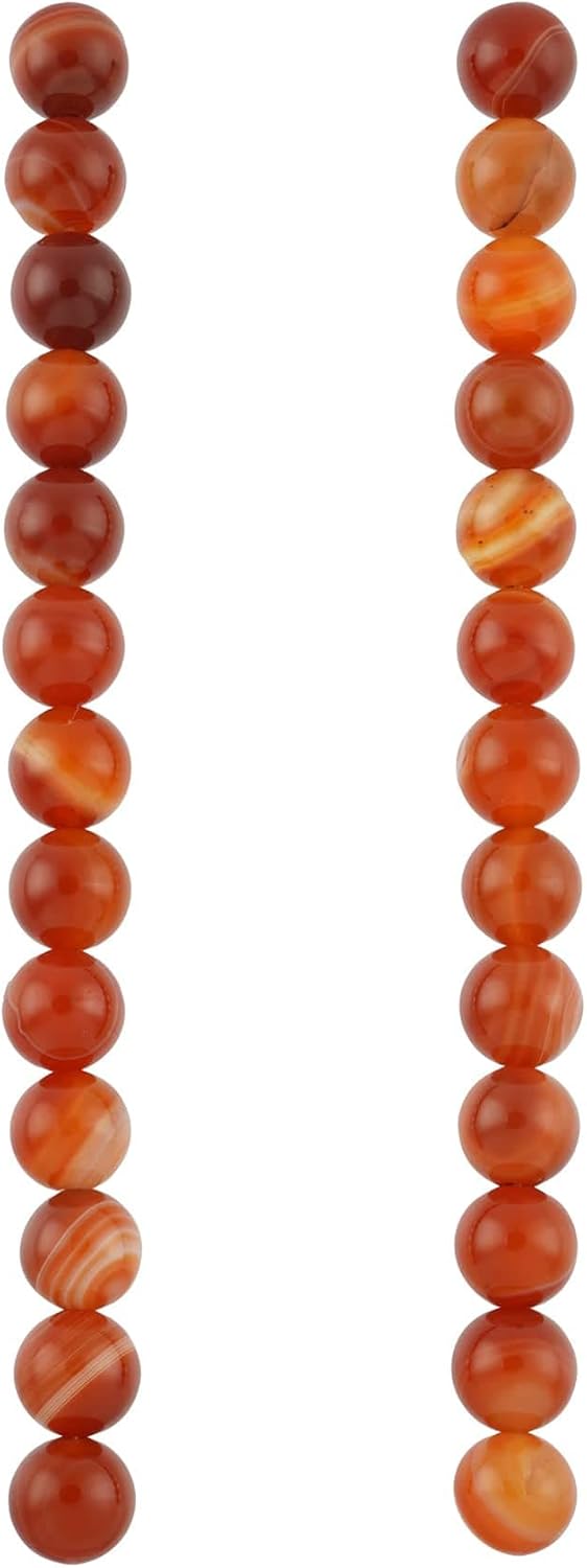 Bead Landing Red Dyed Stripe Agate Round Beads, 10mm, 12 Pack