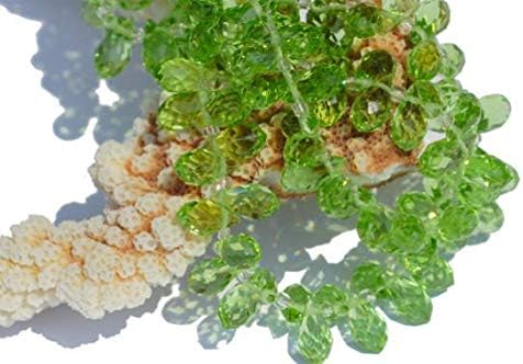 faceted crystal glass green briolette, 11.5x 6 mm wire wrapped briolette, jewelry supplies 3.5