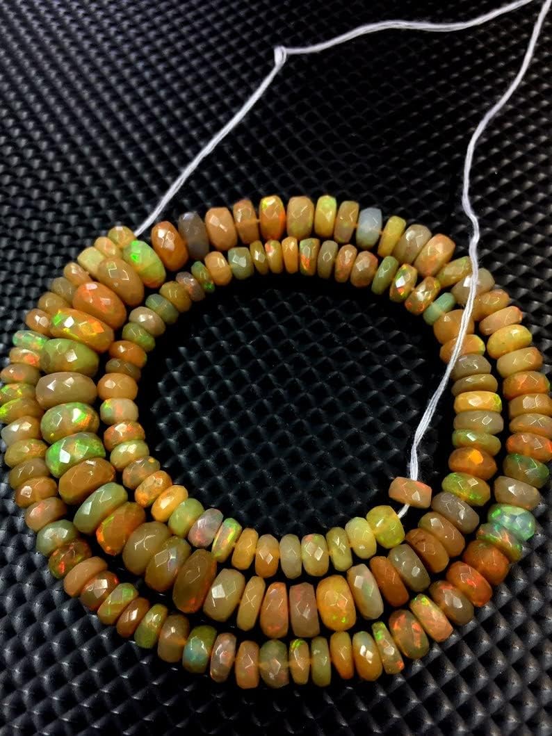 13 inch Strand of Natural gem Ethiopian Opal, 5-7mm rondelle Faceted Beads for DIY Jewelry Making. | Beads_03832