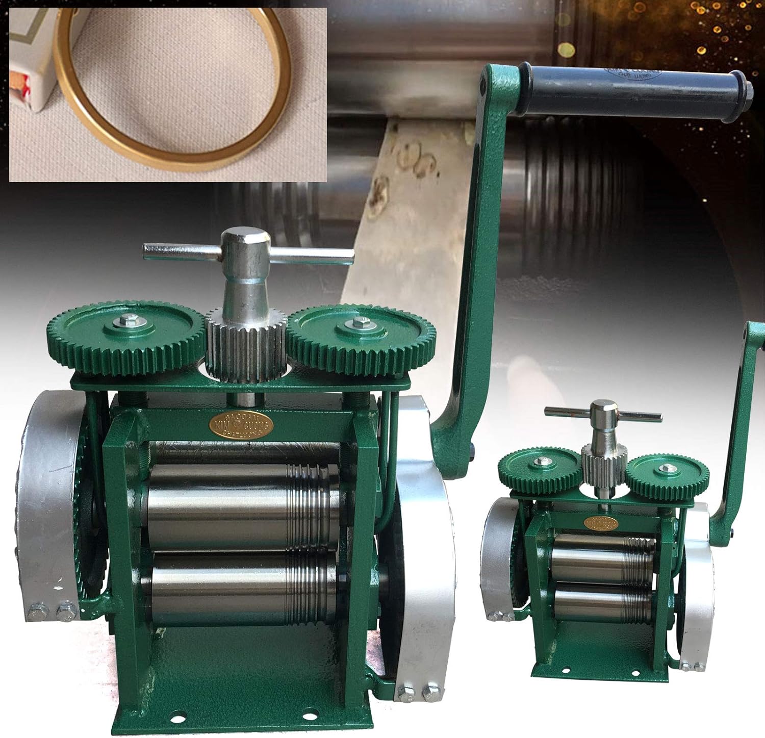 MuChaIOAK Rolling Mill Machine, Jewelry Rolling Mill Machine, Manual Combination Rolling Mill Flatten Machine Jewelry DIY Tool, Rollers Metal Wire Flat Jewelry Tool Green