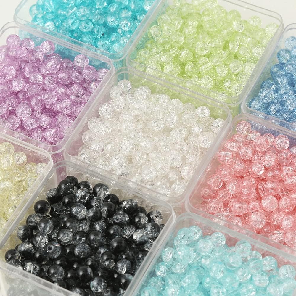 8mm High White Broken Burst Beads DIY Beads Bracelet Necklace Trendy Wind Loose Beads Stringing(E,10mm) (Black 8mm)