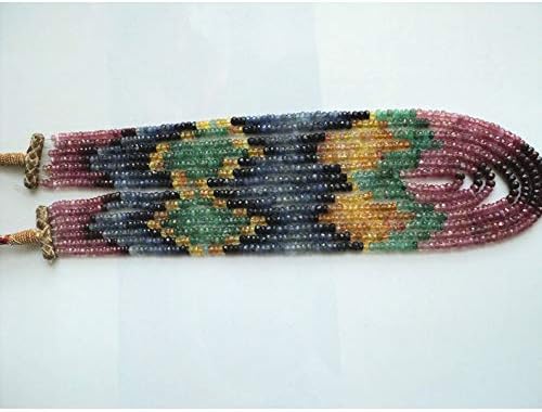 15-18 inch Strand Natural Sapphire 3-5 mm rondelle Faceted Beads for Jewelry - Sapphire - Beautiful Multi Sapphire Faceted rondelles - 3mm to 5mm - 7 Lines - 15 inch to 18 inch Strands