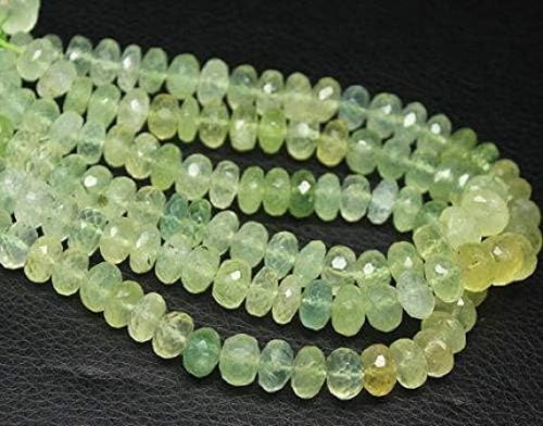 LOVEKUSH LKBEADS Natural Shaded Green Prehnite Faceted Rondelle Gemstone Loose Craft Beads Strand 10 Inch Long 10mm Code-HIGH-1699