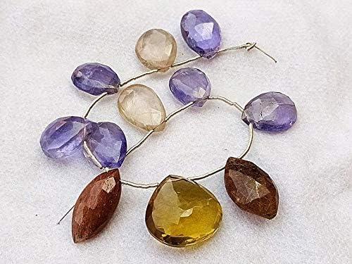GEMZ 16 inch Strand of Natural Multi Gemstone pear Shape Faceted Cut Multi Color Color briollete Beads for DIY Jewelry Making- Earring Necklace Bracelet.