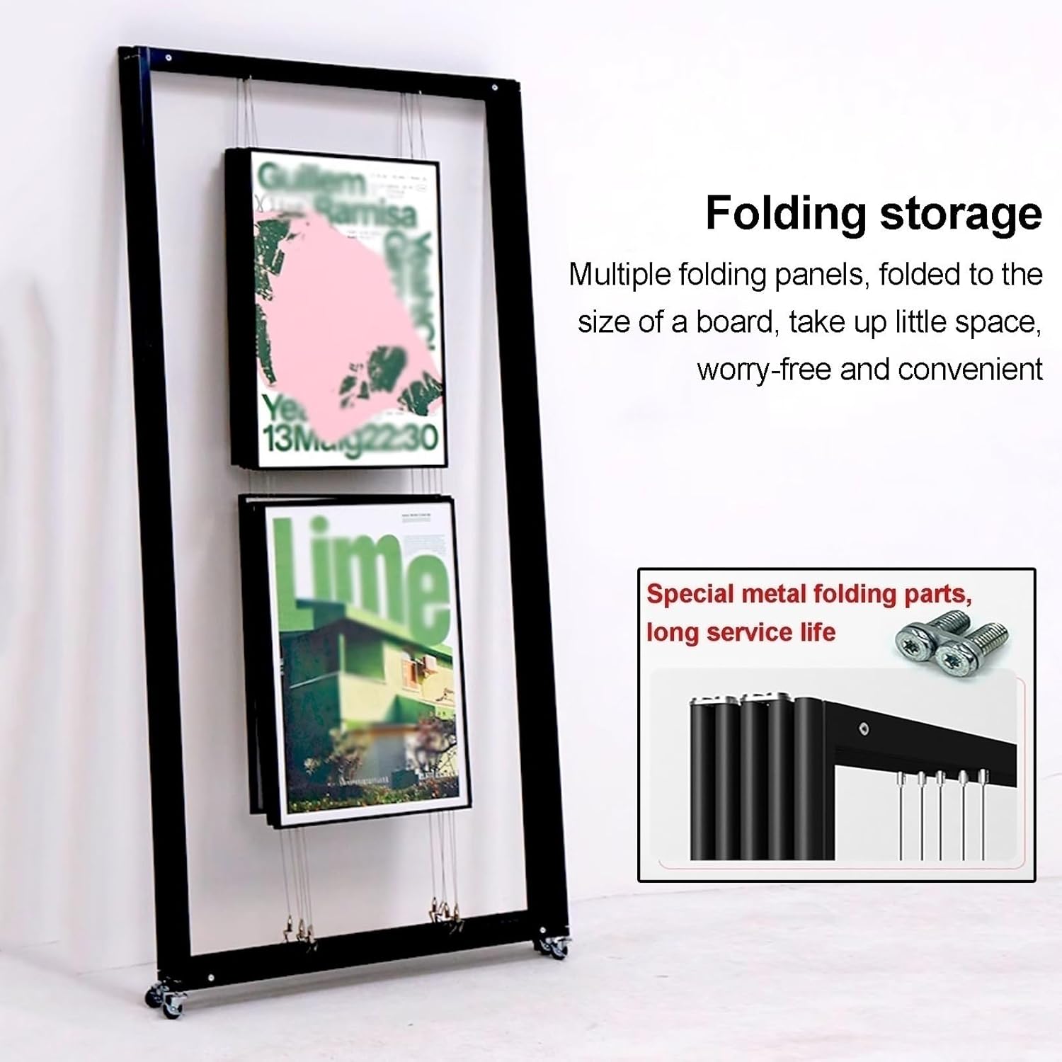 Folding Art Display Rack for Painting Exhibition, Aluminum Publicity Work Holder, Poster Stand, Portable Art Publicity Display Board, for Art Gallery, Craft Fair, Booth(3pcs-60x150cm/23.6x59in
