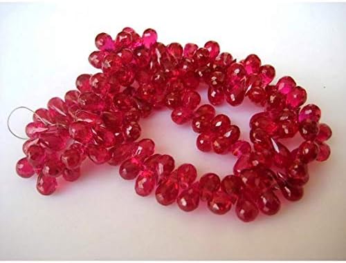 13 inch natural beads strand of 6x12mm faceted drop ruby gemstone briolletes beads for DIY jewelry - necklace, bracelet, earring, ring.