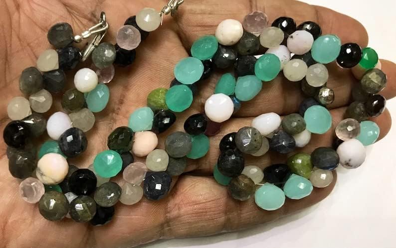 Natural Multi Beads Onion Faceted Beads 8x10mm 18 inch Long String Jewelry Making Gemstone Beads for Necklace Bracelet