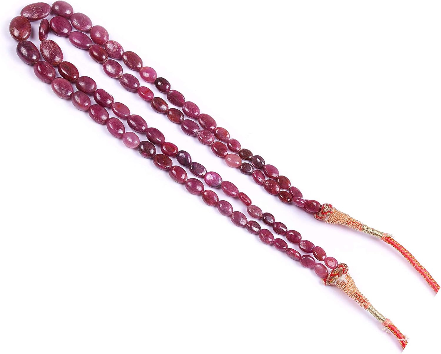 Natural Gemstone red Ruby Plain Oval Shape Beads Necklace for Women | 13 inch Gemstone Necklace|Loose Beads for Jewelry Making | Healing Beads Necklace