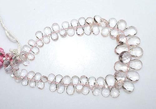 13 inch Natural Beads Strand of 4x5-8x12mm Faceted pear Pink Aquamarine Gemstone briolletes Beads for DIY Jewelry - Necklace, Bracelet, Earring, Ring.
