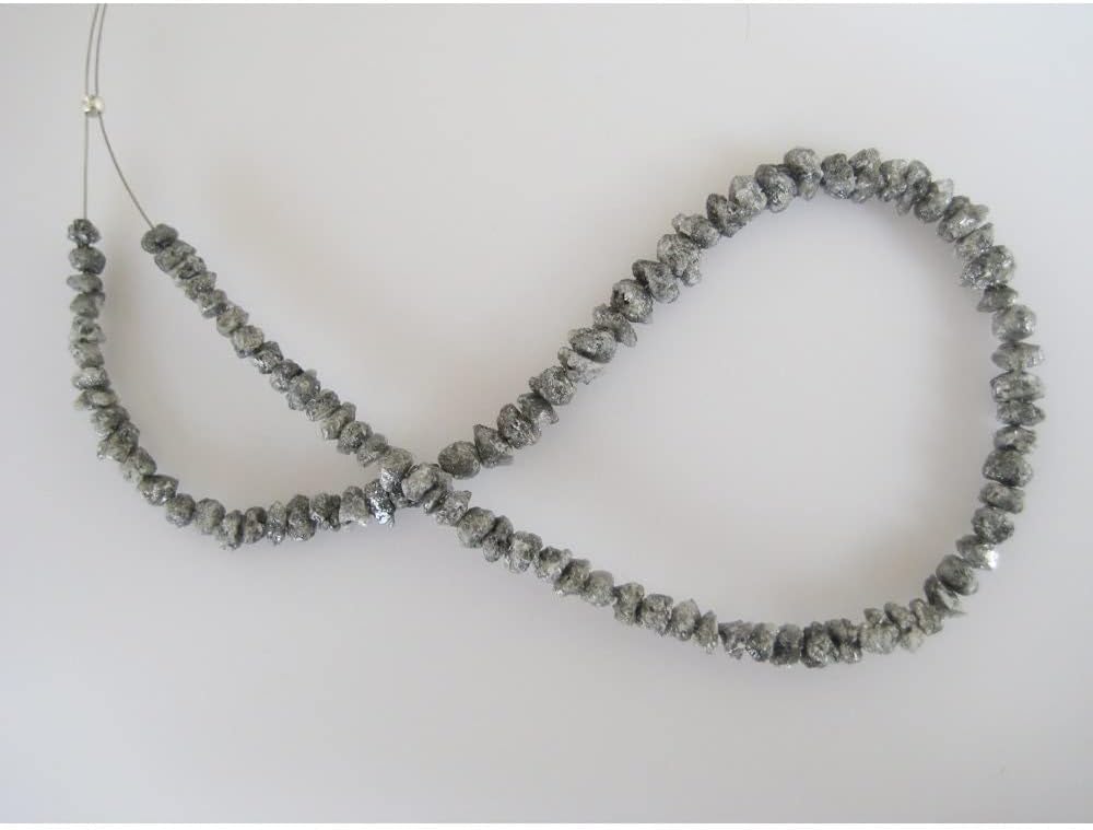 3-4mm Sparkling Gray Natural Diamond Drilled Beads, Uncut Beads, Rough Raw Diamond Beads For Jewelry (4IN To 16IN Options), 4-3 MM