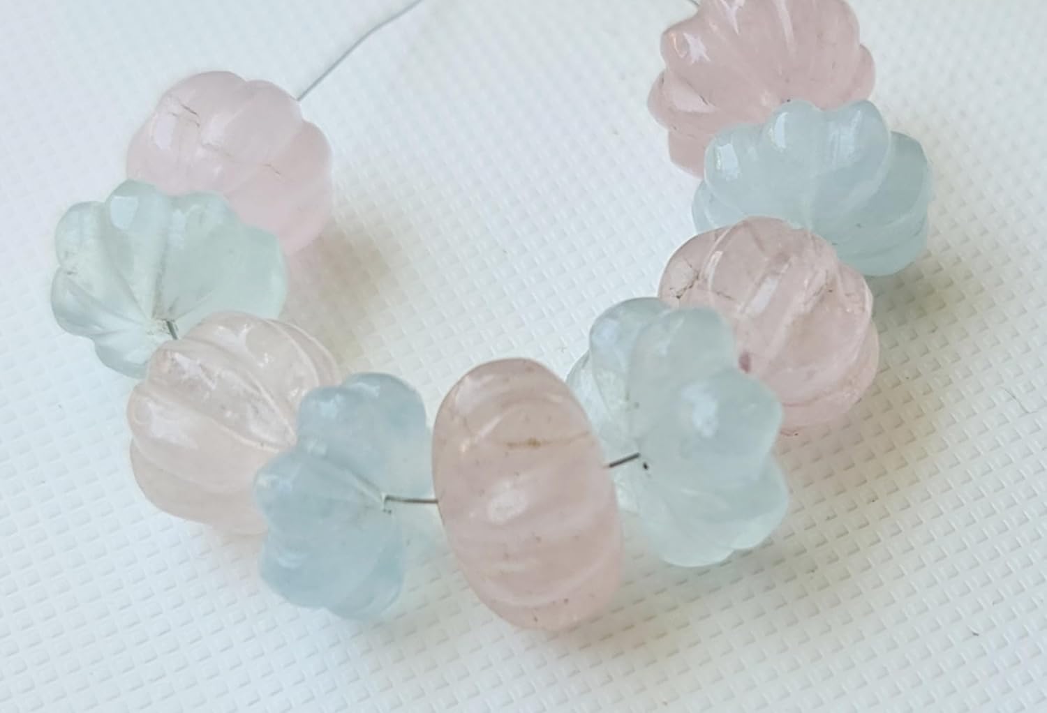 GemsForJewels Women's Aquamarine Melon Beads, 9-11mm Natural Aquamarine Carved Melon Beads, Multi Aquamarine For Jewelry Aquamarine for Necklace - PPH26