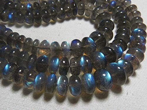 18 inches - necklace - 3 strand alabradorite smooth polished roundel beads full flash fire size - 5-11 mm