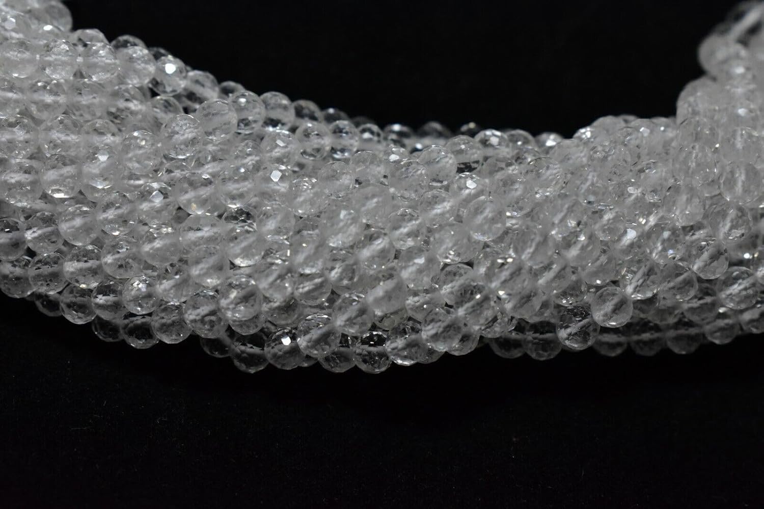 Natural White Crystal Quartz Round Ball Faceted Gemstone Beads 13
