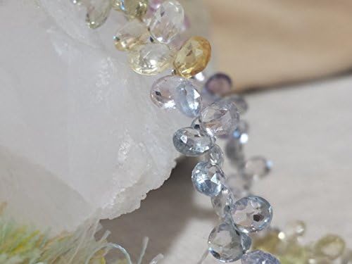 Natural AA Multi Color Umba Sapphire Faceted Pear Shape Flat Drop Beads, Corundum, Pastel Pink, Yellow, Blue, And Green 7mm x 5mm