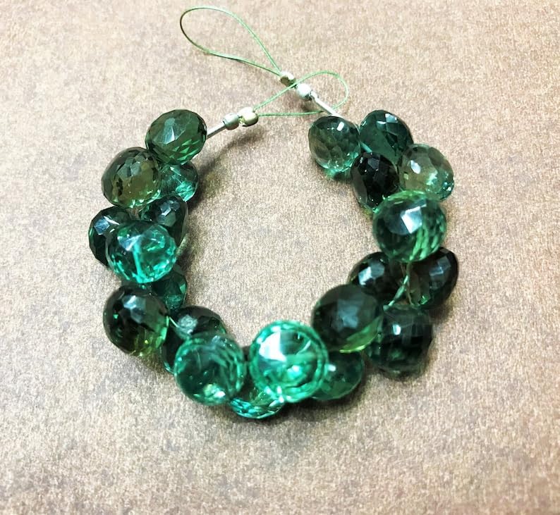 Natural Green Hydro Quartz Onion Faceted Beads 9X10MM 4 inch Long String Jewelry Making Gemstone Beads for Necklace Bracelet