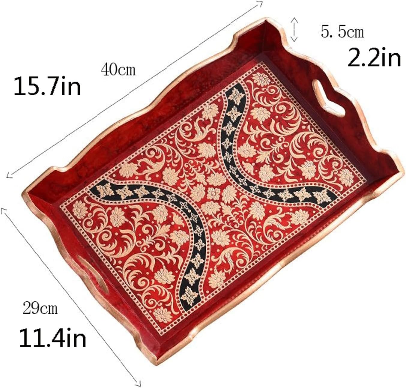 Tray Service Tray Wooden Tray Rectangular Tray Inside Joint Handle Coffee Table Living Room Kitchen Service Tray Supply Tray Serving Trays (Color : B)