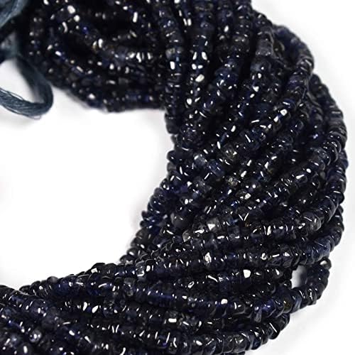 13 inch Strand of Natural gem Iolite, 4mm Rondelle Faceted Beads for DIY Jewelry Making. | Beads_04849