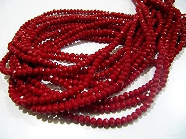 Hydro Quartz Red Coral Color Beads Size 3-4mm Rondelle Faceted Beads 13