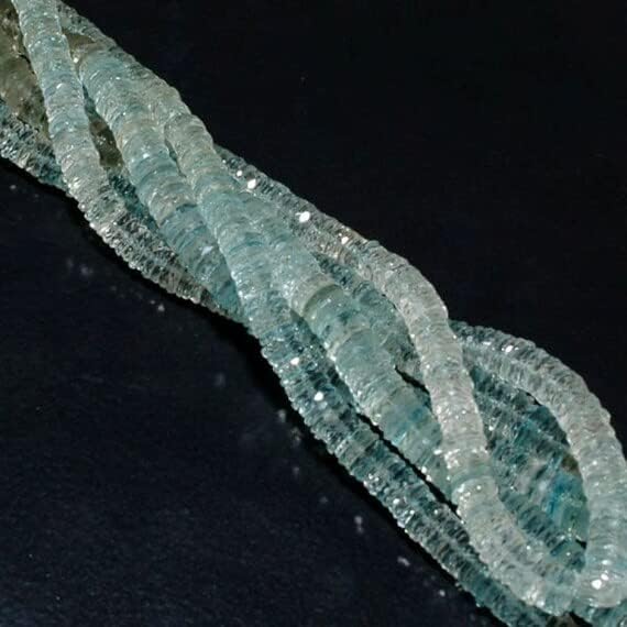 Elegant Natural 17 inch Aquamarine Machine Cut Faceted Heishi Beads,Aquamarien tyre Beads 5mm-9mm