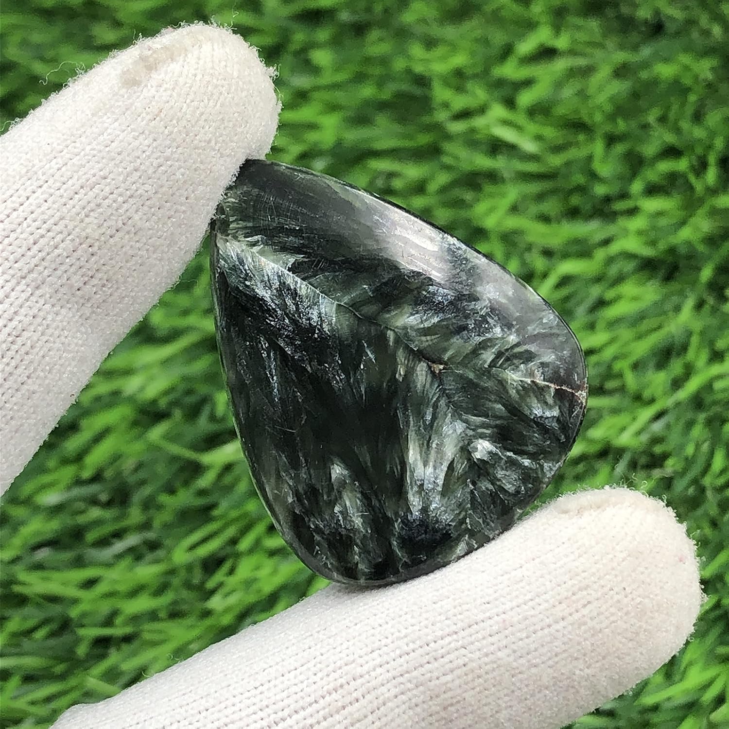 Natural SERAPHINITE Gemstone Loose Cabochon Lot For Jewelry Making, Loose Gemstone For Ring, Earring & Pendant Necklace, Jewelry Making Cabochons, Healing Gemstones