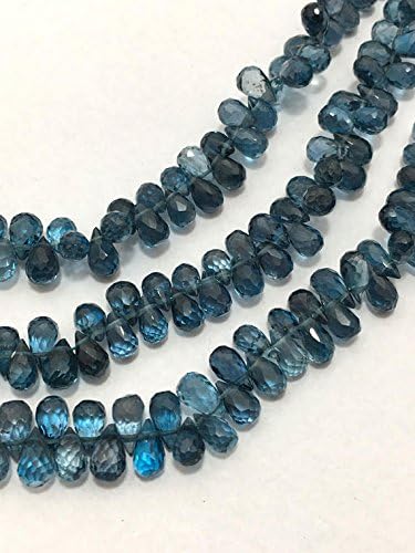 London Blue Topaz Faceted Side Drill Drop 3x5mm to 4x6mm 7.5