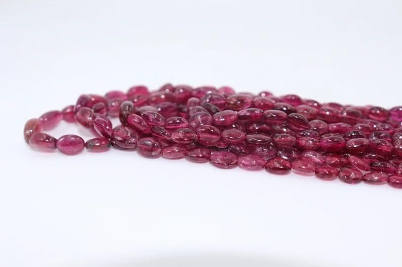 Rubellite Smooth Oval Shape Beads 4 * 6 mm Tourmaline Smooth Oval Beads Rubellite Oval Beads Wholesale Beads for Making Jwelery