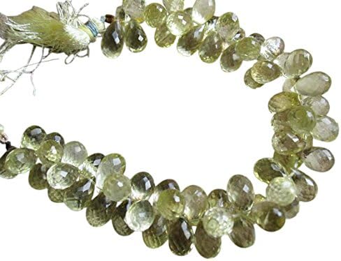lemon quartz beads briolettes, faceted teardrops briolettes, 7mm x 11mm 23 beads