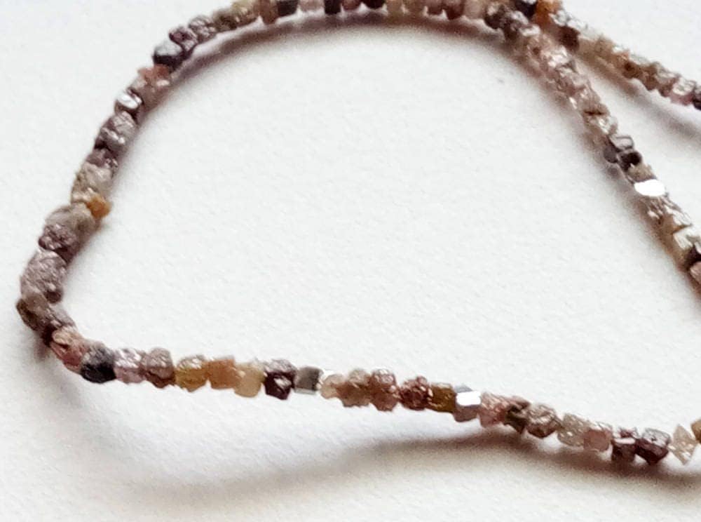 2-3mm Brown Diamond Rough Cube Beads, Brown Drilled Rough Diamond, Raw Diamond, Uncut Diamond Beads For Jewelry (4IN To 16IN) - VS5021, 2-3 MM