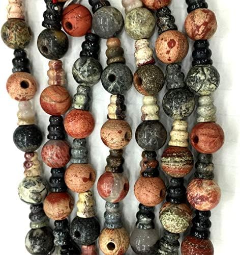 1 strands natural pink black gray silver leaf jasper pagoda tee three links buddha head tibet guru barrel big hole beads size: 10mm+6x8mm (10 sets/lot) 04225