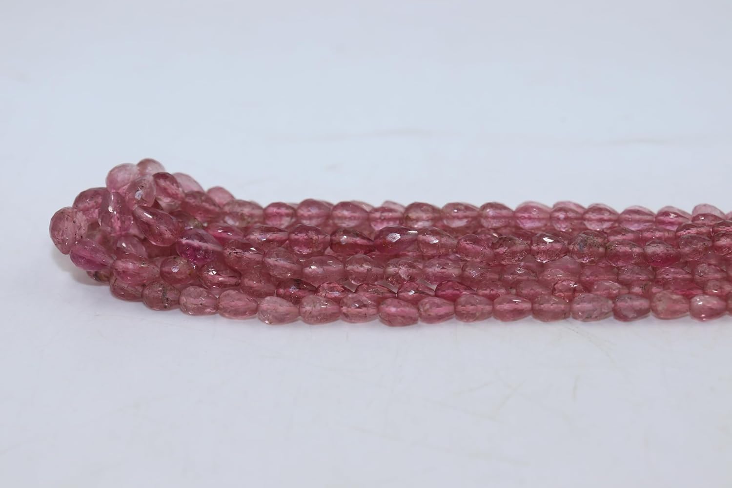 Natural Pink Tourmaline Faceted Drop Beads, AAA+ Quality, 5x7mm Size, Crystal Gemstone Strand for Jewelry Making