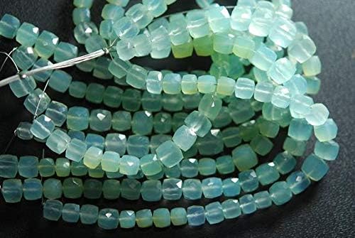 7 Inches, Sky Aqua Green Chalceny Faceted Box Shape Briolettes 8-10mm Code-HIGH-57290