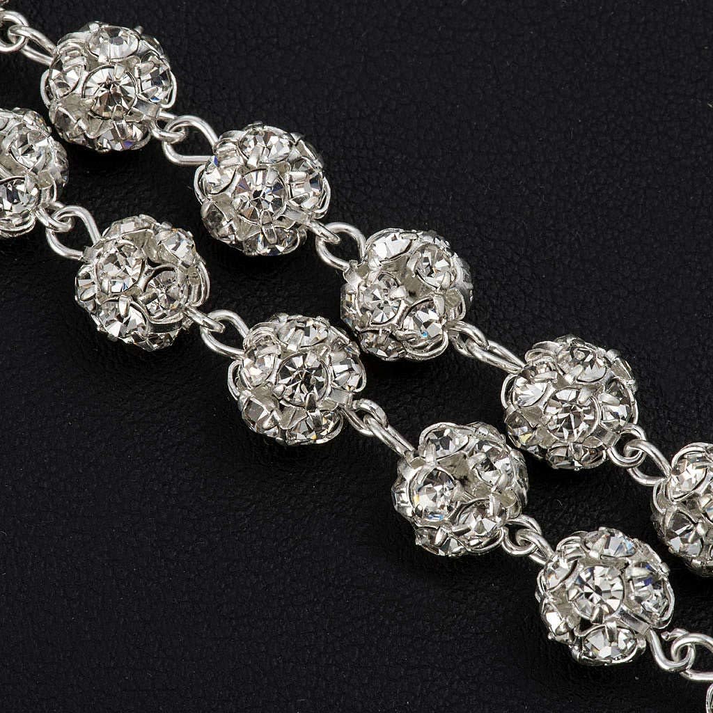 Rosary Beads in 925 Silver with 8mm Beads Encrusted with Crystals