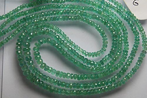 154 Cts, 3 Strands, Super Quality, Natural Green Emerald, Natural African Zambian Emerald Faceted Rondelles, Size 3-5mm
