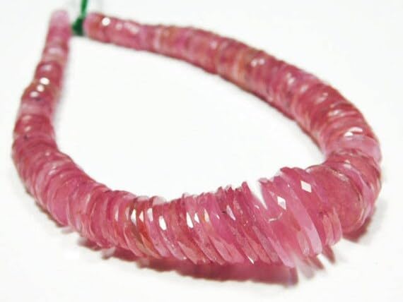 BEADS GEMSTONE 220 carat-AAA-Ruby Micro Cut Flat Big Tyre Shape Rondelles -7.50 Inch Long Strand-Stones measure- 6-14mm Code-HIGH-5956